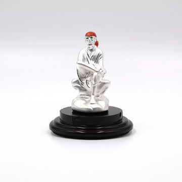 999 Pure Silver Shri Sai Baba Statue for Pooja, Gift, and Car Dashboard