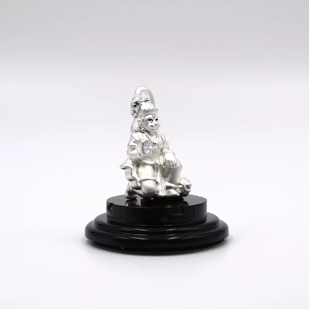 999 Pure Silver Lord Anjaneya Swami Statue for Pooja, Gift, and Car Dashboard