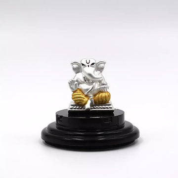 999 Pure Silver Lord Ganesha Statue: Statue for Pooja, Gift, and Car Dashboard