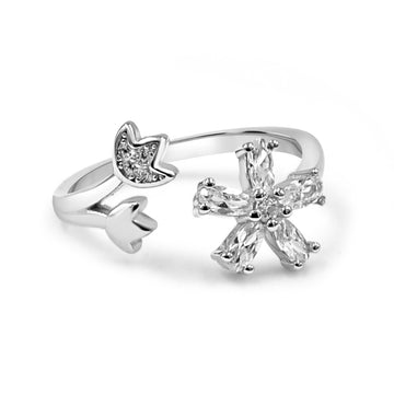 92.50 Silver Flower Ring  with lotus