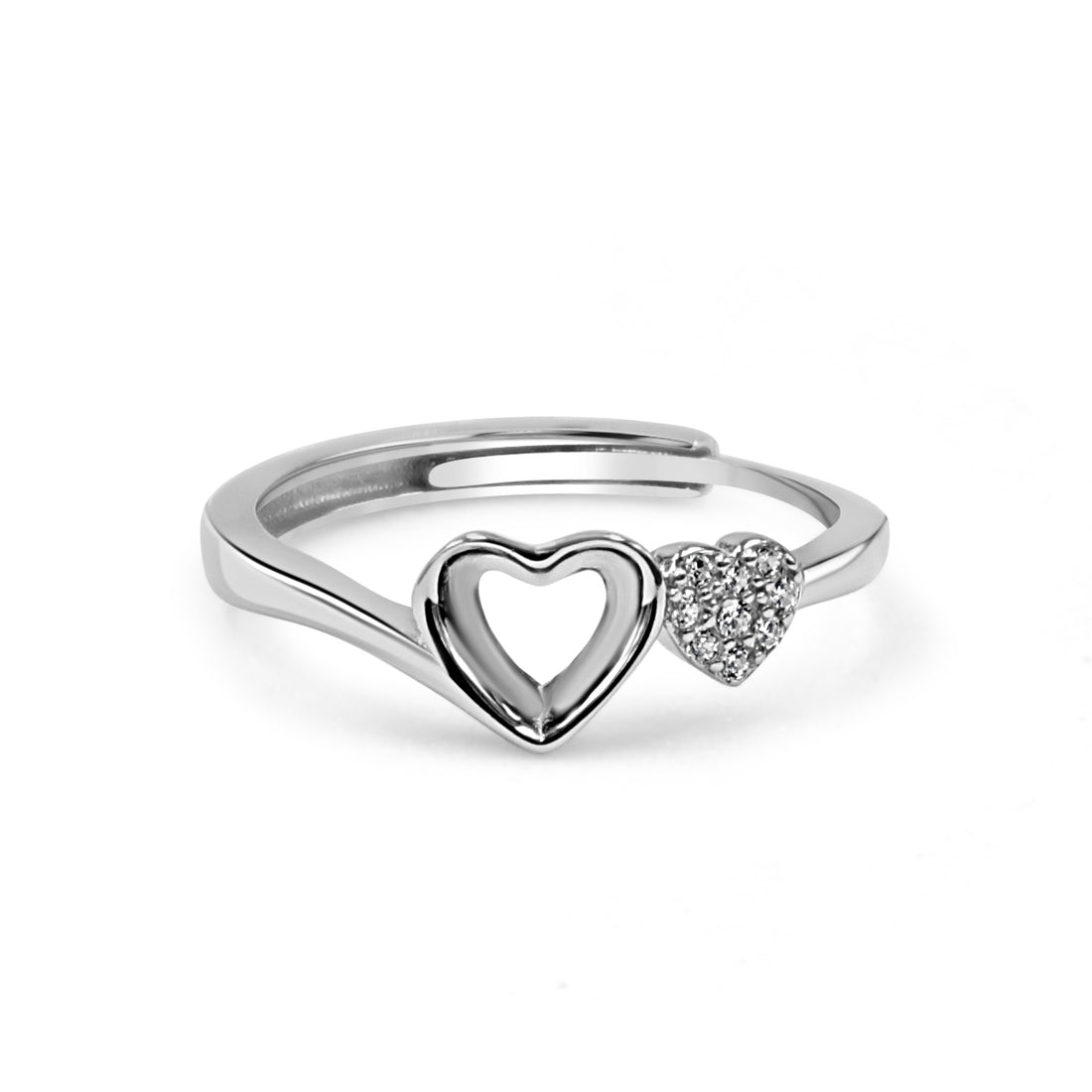 92.50 Silver Twin Heart Ring Adjustable