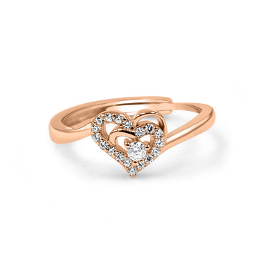92.50 Silver Diamond Heart  With in Love Ring Adjustable