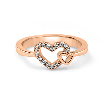 92.50 Silver Diamond Heart Ring Adjustable