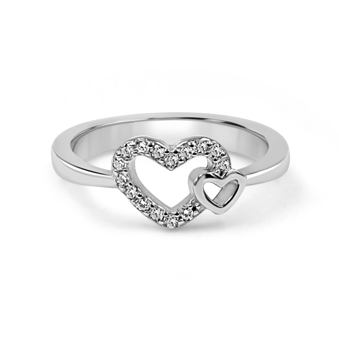 92.50 Silver Diamond Heart Ring Adjustable