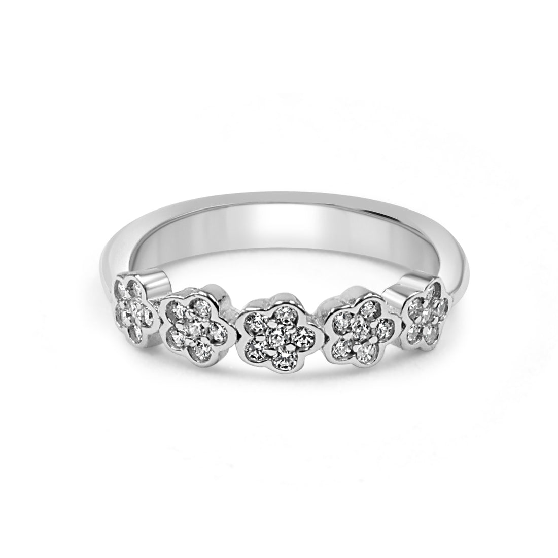 92.50 Silver Five Rose  Ring Adjustable
