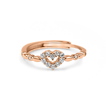 92.50 Silver Glorious Heart  Ring Adjustable