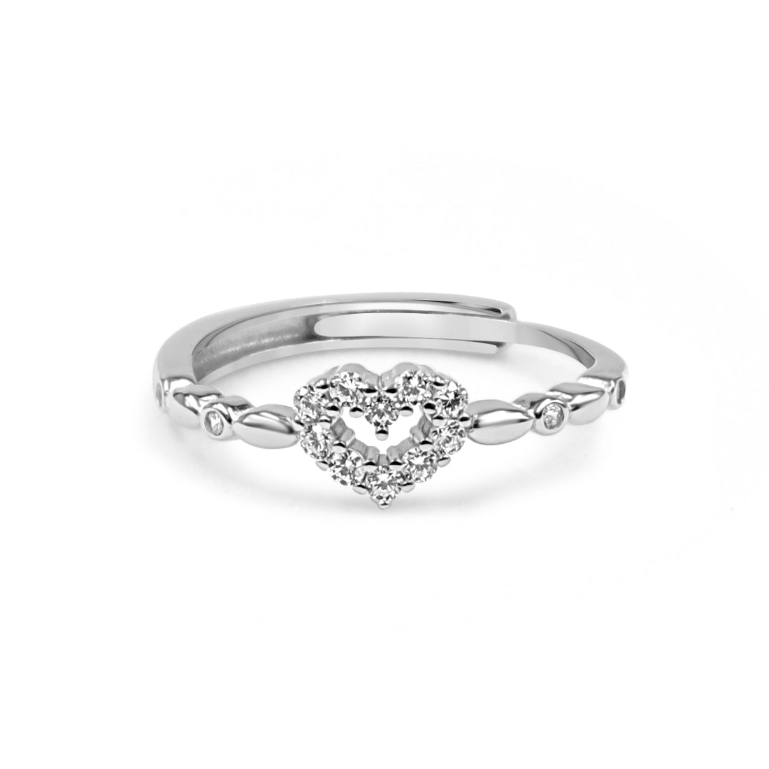92.50 Silver Glorious Heart  Ring Adjustable