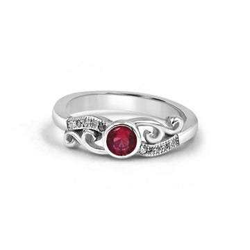 92.50 Diamond Ring with Red Diamond