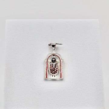 92.50 silver Lord Srinivasan with red and white Dimond stones pendent