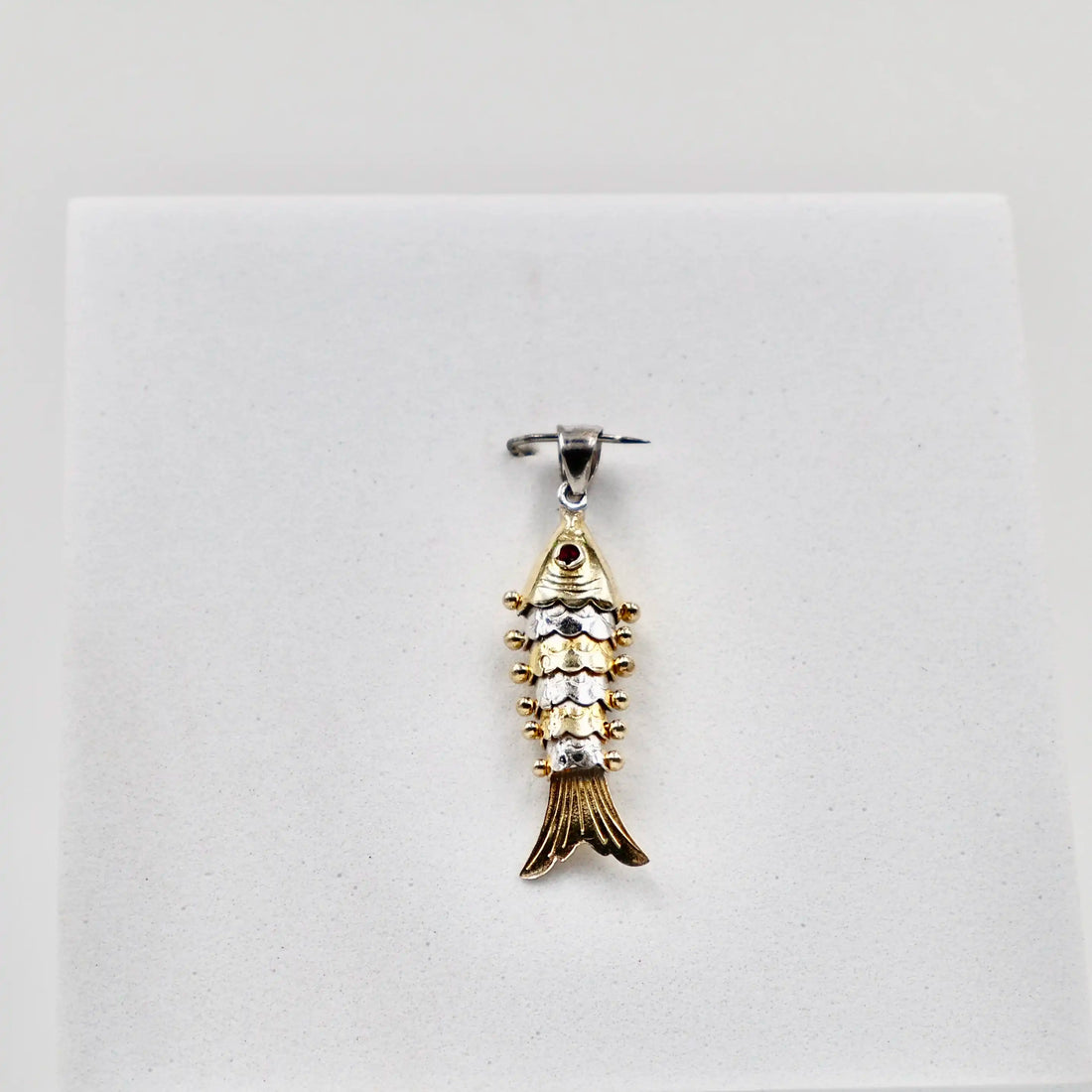 92.50 Silver Gold Polished Flexible Fish Pendent
