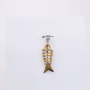 92.50 Silver Gold Polished Flexible Fish Pendent