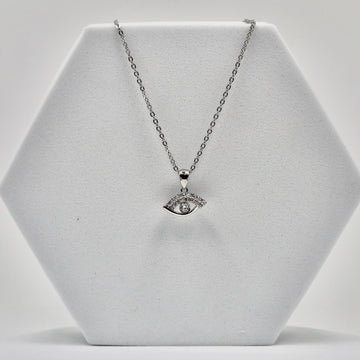 92.50 Silver Dimond evil eye pendent chain
