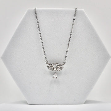 92.50 Silver Dimond Double Swan Pendent with Chain