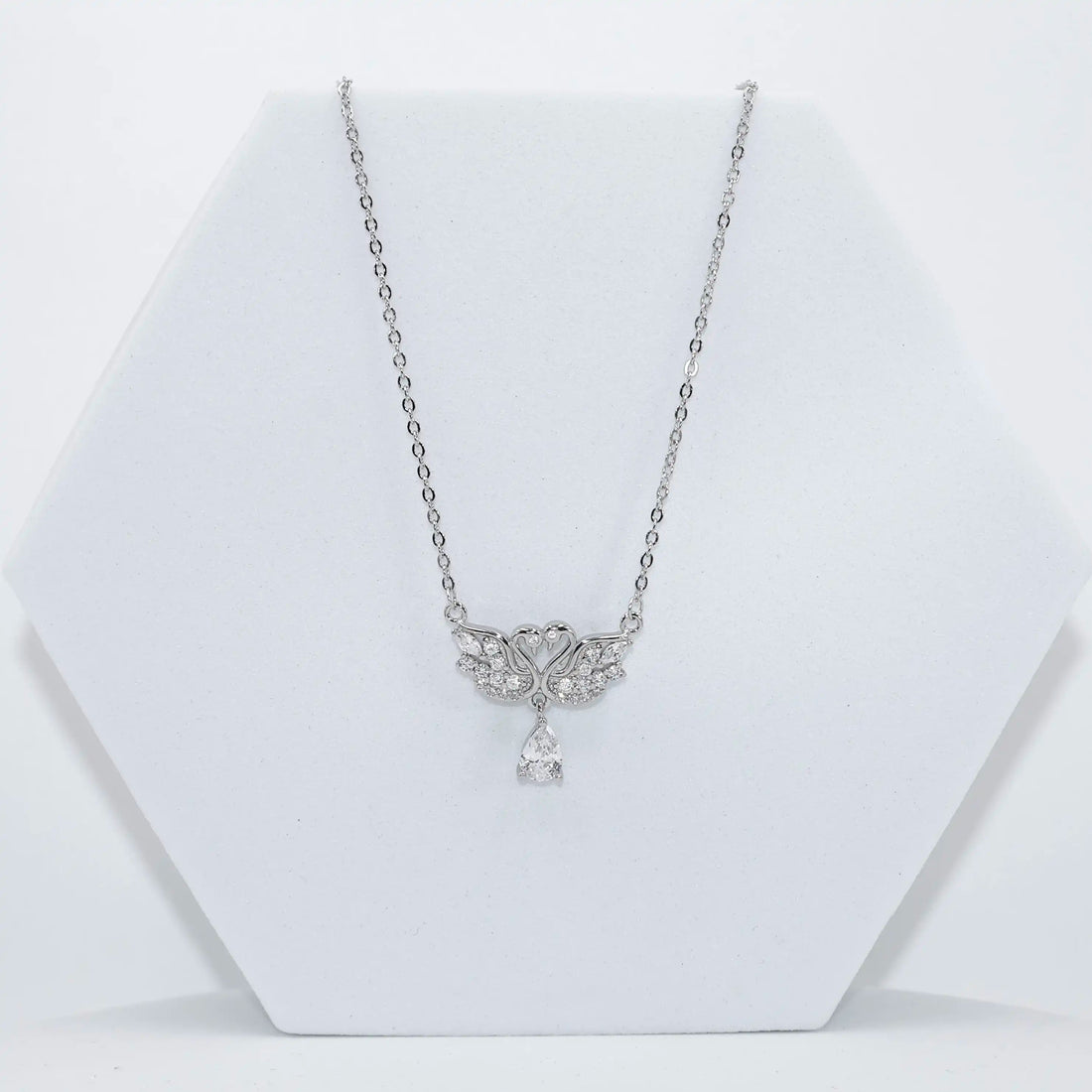 92.50 Silver Dimond Double Swan Pendent with Chain