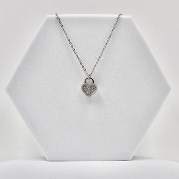92.50 SILVER LOCK WITH HEART SHEAPED Pendent filled with diamonds
