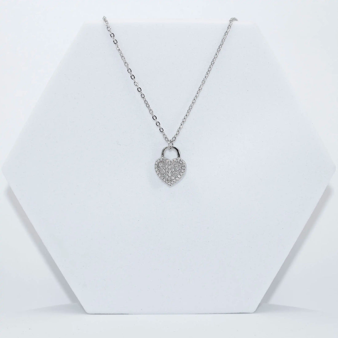 92.50 SILVER LOCK WITH HEART SHEAPED Pendent filled with diamonds