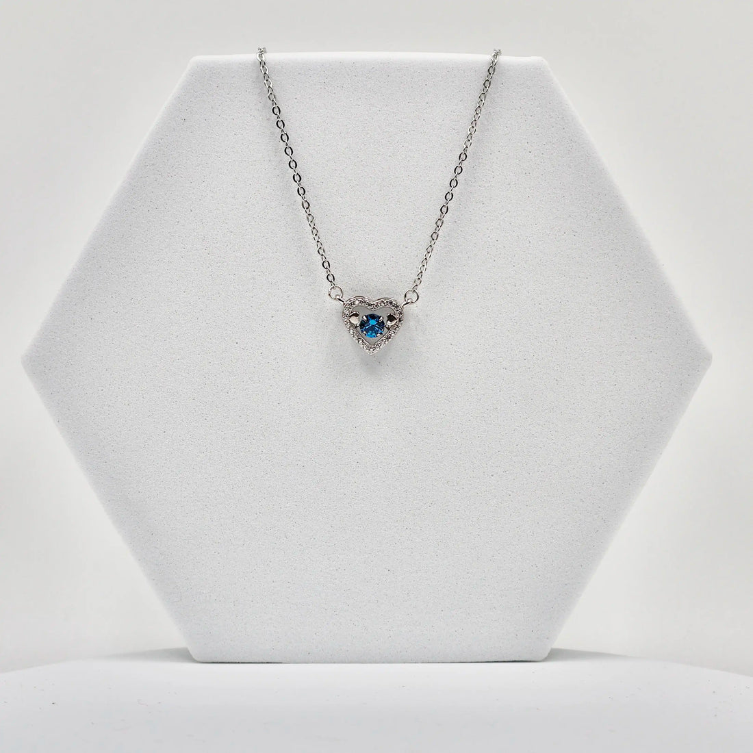 92.50 Silver Heart Pendent Blue Stone with chain