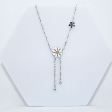 92.50 Silver Flower pendent with two hanging balls chain