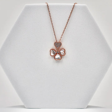 92.50 silver rose gold flower pendent with chain