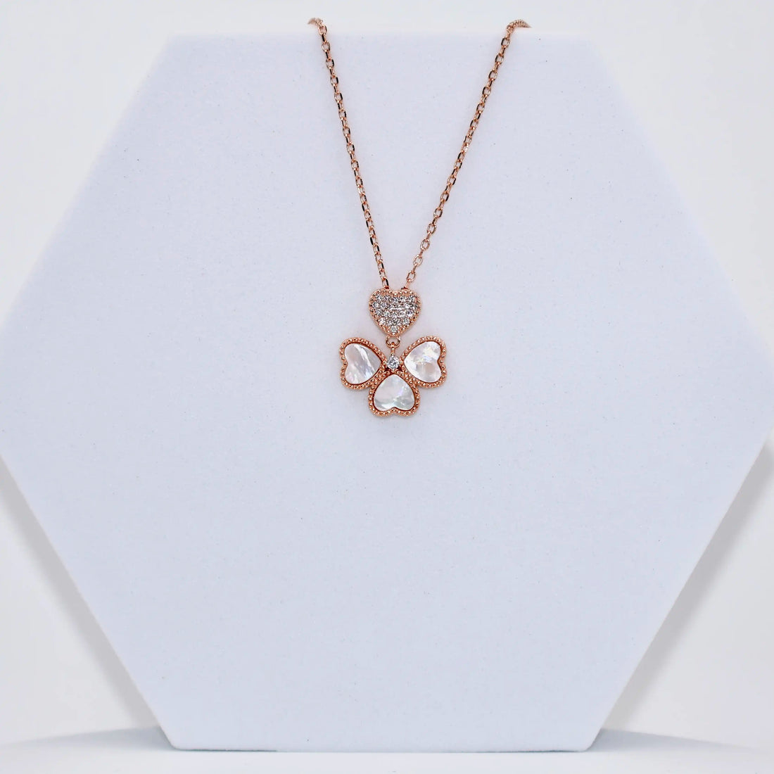 92.50 silver rose gold flower pendent with chain