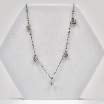 92.50 SILVER mini neckless / chain 5 Dimond  flower hangings