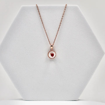 92.50 rose gold red heart stone pendent with chain