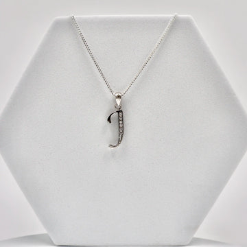 Silver Alphabet J pendent  with Chain