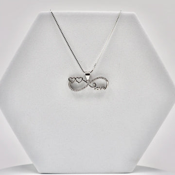 92.50 Silver infinity Two Heart & Love symbol pendent  with Chain