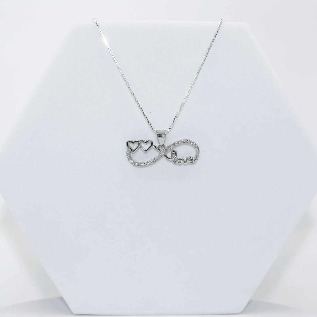 92.50 Silver infinity Two Heart & Love symbol pendent  with Chain