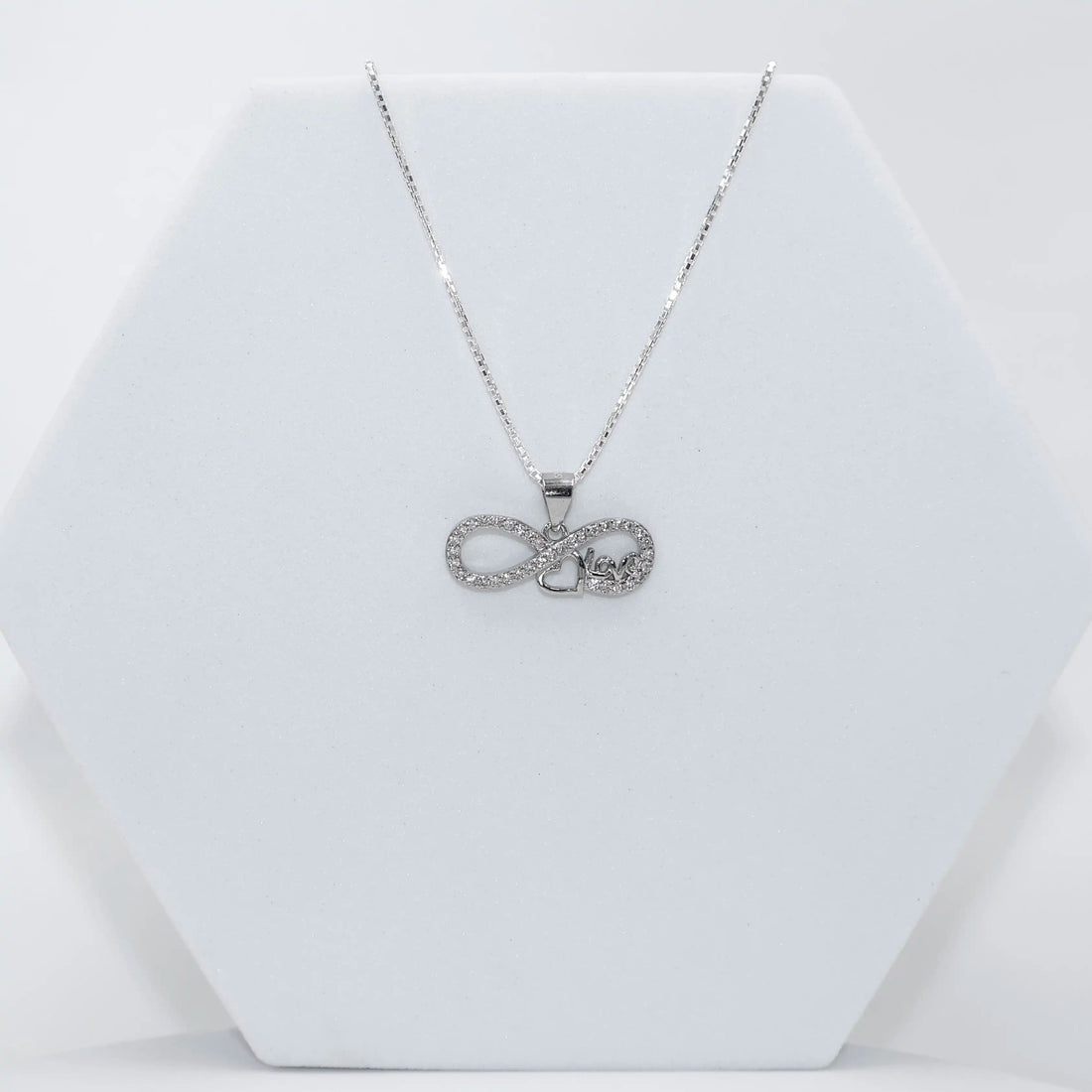 92.50 Silver infinity Heart & Love symbol pendent  with Chain
