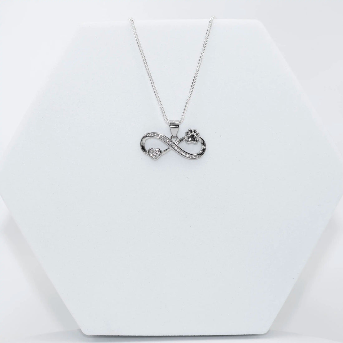 92.50 Silver infinity Heart & Paw symbol pendent  with Chain