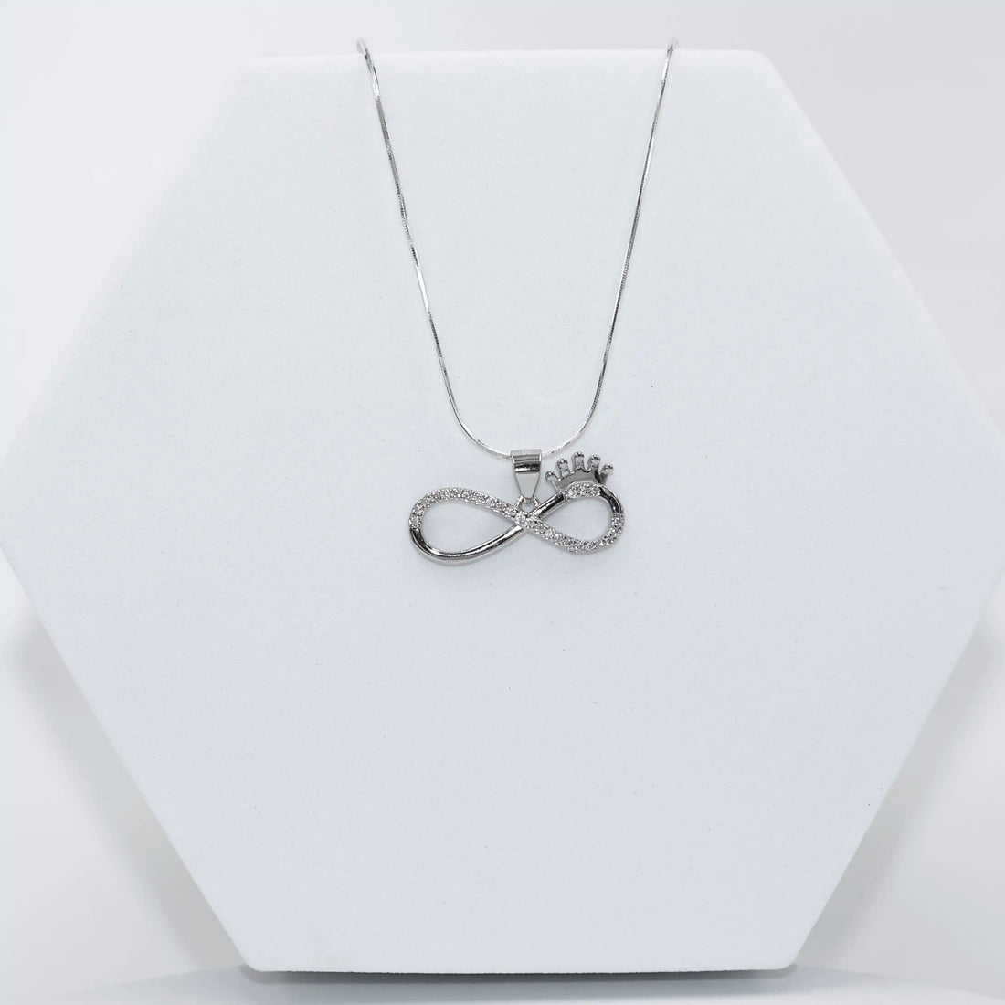 Silver infinity crown symbol pendent  with Chain