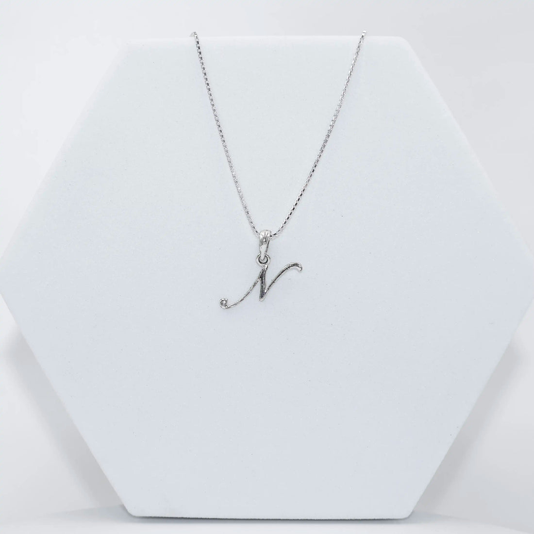 Silver Alphabet N pendent  with Chain