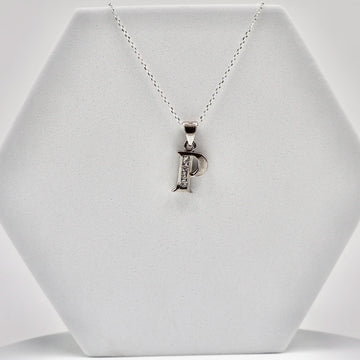 Silver Alphabet P pendent  with Chain