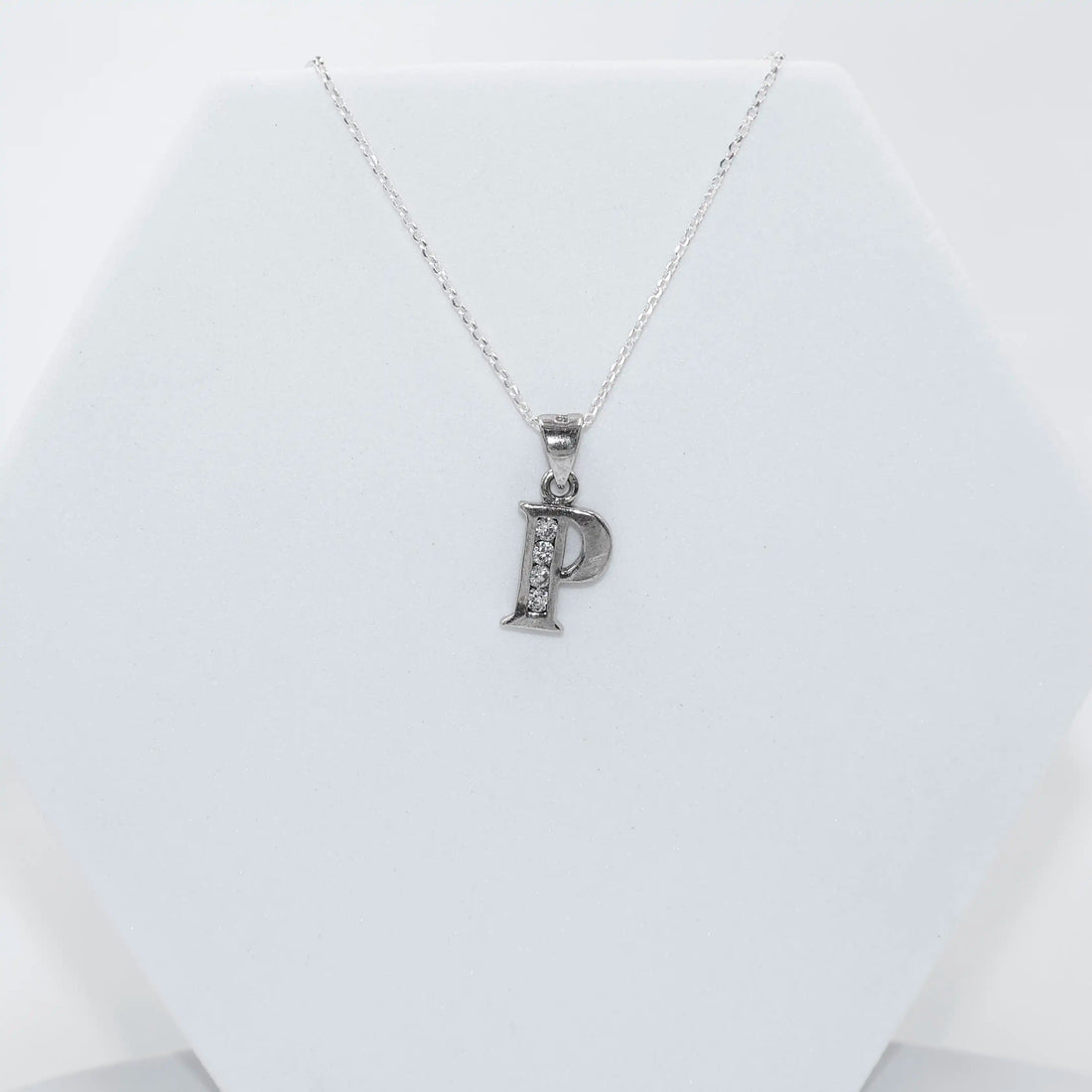 Silver Alphabet P pendent  with Chain