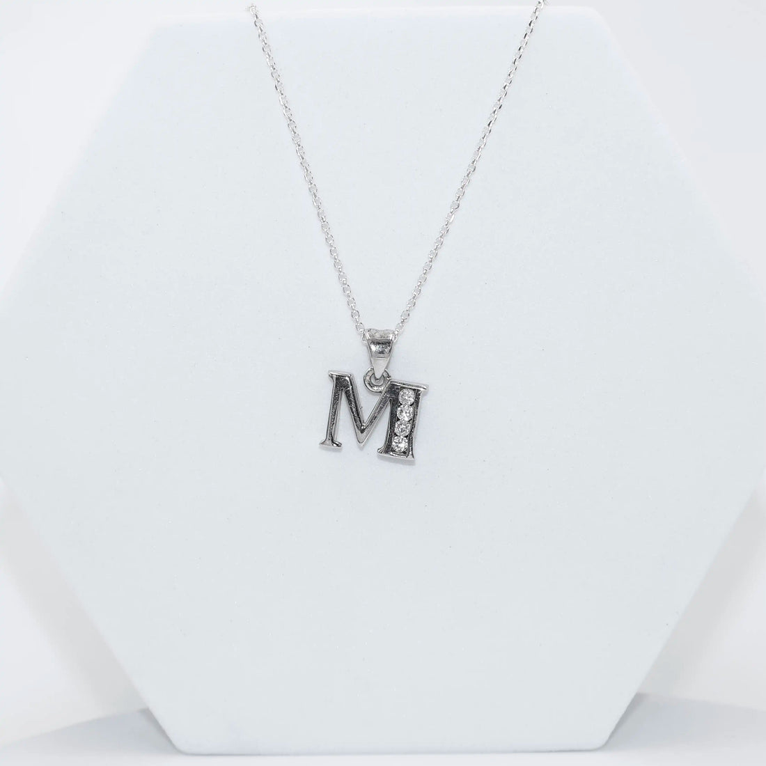 Silver Alphabet M pendent  with Chain