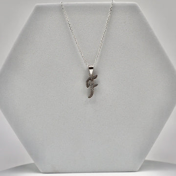 Silver Alphabet F pendent  with Chain