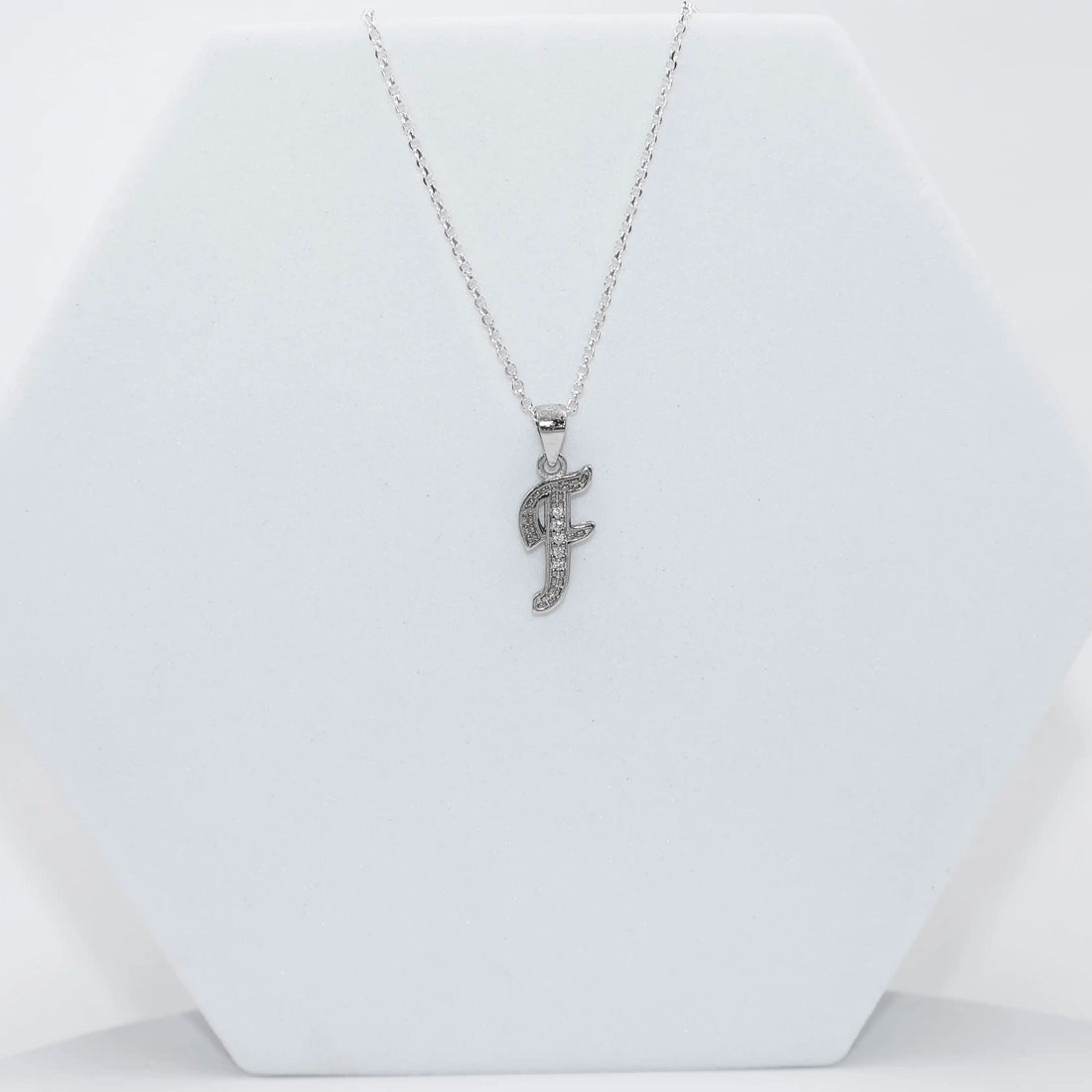 Silver Alphabet F pendent  with Chain