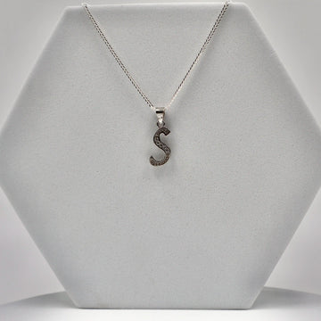 Silver Alphabet S pendent  with Chain